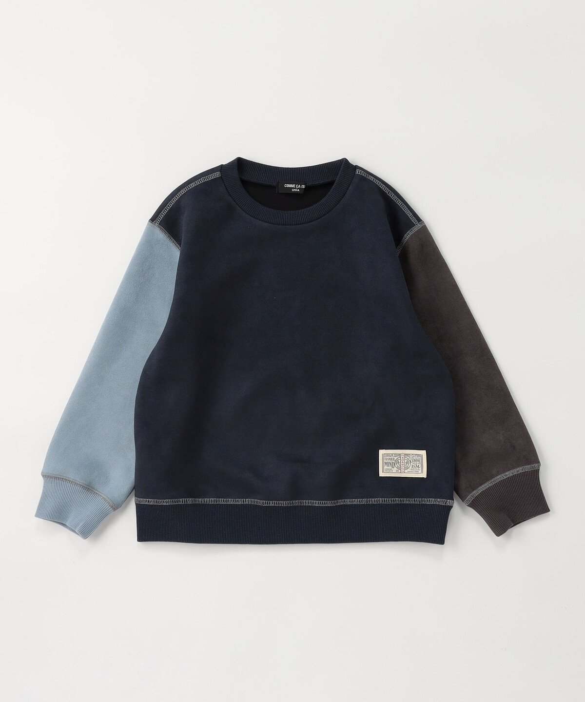 【コムサイズム/COMME CA ISM / KIDS】の配色切り替え 長袖トレーナー インテリア・キッズ・メンズ・レディースファッション・服の通販 founy(ファニー) 　ファッション　Fashion　キッズファッション　KIDS　ショルダー　Shoulder　シンプル　Simple　ジャージー　Jersey　スエード　Suede　ストレッチ　Stretch　トレーナー　Trainer　ドロップ　Drop　ベーシック　Basic　秋　Autumn/Fall　長袖　Long Sleeve　ネイビー|ID: prp329100004190263 ipo3291000000029474792