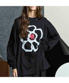 【メゾンスペシャル/MAISON SPECIAL】のFlower Hand-Printed Oversized Stitched Crew Neck Long Sleeve T-Shirt 人気、トレンドファッション・服の通販 founy(ファニー) ファッション Fashion レディースファッション WOMEN トップス・カットソー Tops/Tshirt シャツ/ブラウス Shirts/Blouses ロング / Tシャツ T-Shirts プリント Print thumbnail BLK|ID: prp329100004191165 ipo3291000000029102455