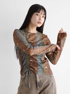 【ラシュッド/LASUD】のレトロプリントシャーリングカットソー 人気、トレンドファッション・服の通販 founy(ファニー) ファッション Fashion レディースファッション WOMEN トップス・カットソー Tops/Tshirt カットソー Cut and Sewn おすすめ Recommend インナー Inner カットソー Cut And Sew キャミソール Camisole コンパクト Compact シャーリング Shirring バランス Balance ビスチェ Bustier thumbnail エンジ|ID: prp329100004192270 ipo3291000000029038775