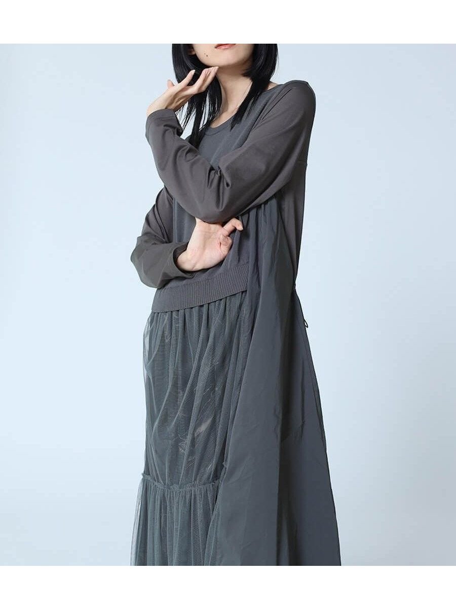 【ラシュッド/LASUD】のシアーレイヤードワンピース 人気、トレンドファッション・服の通販 founy(ファニー) 　ファッション　Fashion　レディースファッション　WOMEN　ワンピース　Dress　シアー　Sheer　チュール　Tulle　ドッキング　Docking　フェミニン　Feminine　プリント　Print　今季　This Season　 other-1|ID: prp329100004192480 ipo3291000000029040869