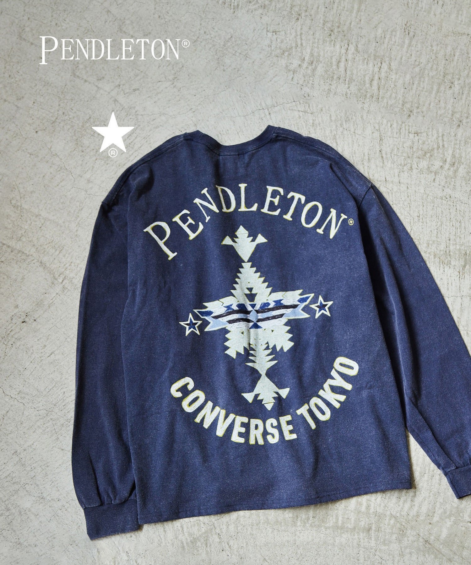 【コンバーストウキョウ/CONVERSE TOKYO】の【PENDLETON】BACK PRINT LONGSLEEVE TEE インテリア・キッズ・メンズ・レディースファッション・服の通販 founy(ファニー) 　ファッション　Fashion　レディースファッション　WOMEN　トップス・カットソー　Tops/Tshirt　アメリカン　American　グラフィック　Graphic　シンプル　Simple　フロント　Front　プリント　Print　ルーズ　Loose　ワンポイント　One Point　ネイビー|ID: prp329100004193728 ipo3291000000029049933