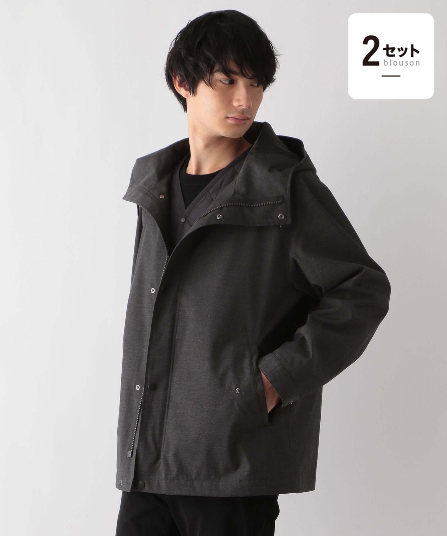 【グローバルワーク/GLOBAL WORK / MEN】の2SETブルゾン/115874 インテリア・キッズ・メンズ・レディースファッション・服の通販 founy(ファニー) 　ファッション　Fashion　メンズファッション　MEN　2023年　2023　2023-2024秋冬・A/W　Aw/Autumn/Winter//Fw/Fall-Winter/2023-2024　2024年　2024　2024-2025秋冬・A/W　Aw/Autumn/Winter/Fw/Fall/2024-2025　A/W・秋冬　Aw・Autumn/Winter・Fw・Fall-Winter　キルティング　Quilting　ショート　Short　シンプル　Simple　スーツ　Suit　セットアップ　Set Up　ブルゾン　Blouson　ベスト　Vest　ミリタリー　Military　ライナー　Liner　エレガント 上品　Elegant　チャコール18|ID: prp329100004193815 ipo3291000000029537773