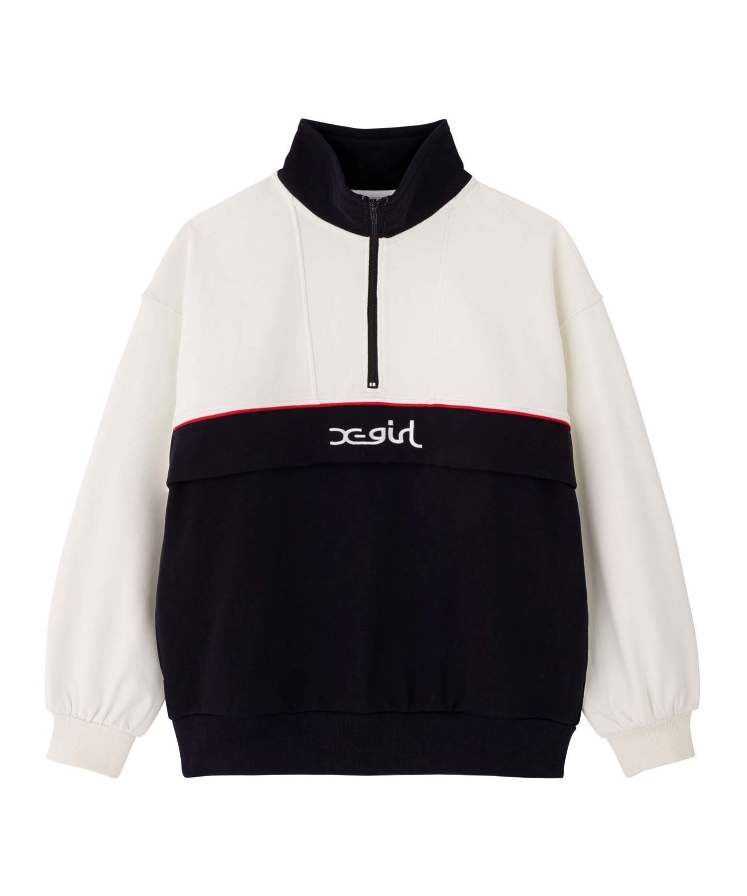 【エックスガール/X-girl】のBICOLOR ANORAK SWEAT TOP トップス X-girl インテリア・キッズ・メンズ・レディースファッション・服の通販 founy(ファニー) 　ファッション　Fashion　レディースファッション　WOMEN　トップス・カットソー　Tops/Tshirt　パーカ　Sweats　スウェット　Sweat　A/W・秋冬　Aw・Autumn/Winter・Fw・Fall-Winter　ジップアップ　Zip Up　スウェット　Sweat　ビッグ　Big　ロング　Long　切替　Switching　WHITE|ID: prp329100004193837 ipo3291000000029050616