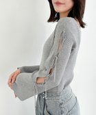 【ヘザー/Heather】の袖リボンフレアニット 人気、トレンドファッション・服の通販 founy(ファニー) ファッション Fashion レディースファッション WOMEN トップス・カットソー Tops/Tshirt ニット Knit Tops おすすめ Recommend スクエア Square スリーブ Sleeve デニム Denim フェミニン Feminine フレア Flare ボトム Bottom リブニット Rib Knit thumbnail グレー|ID: prp329100004194065 ipo3291000000029052238