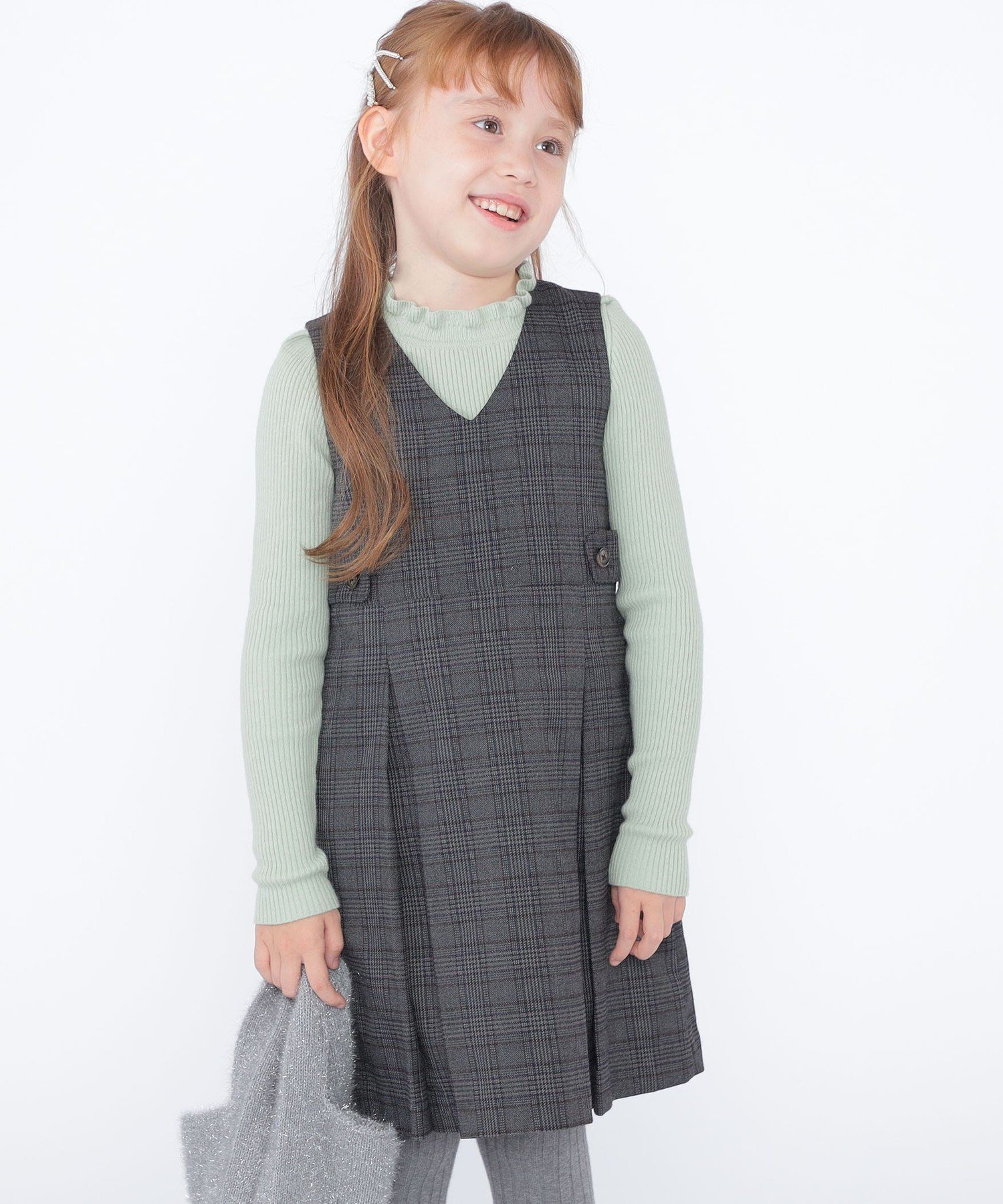 【シップス/SHIPS / KIDS】のSHIPS KIDS 100~130cm / チェック ジャンパー スカート インテリア・キッズ・メンズ・レディースファッション・服の通販 founy(ファニー) 　ファッション　Fashion　キッズファッション　KIDS　A/W・秋冬　Aw・Autumn/Winter・Fw・Fall-Winter　インナー　Inner　セレモニー　Ceremony　チェック　Check　プリーツ　Pleats　ボックス　Box　ポケット　Pocket　エレガント 上品　Elegant　グレー系|ID: prp329100004196607 ipo3291000000029523084