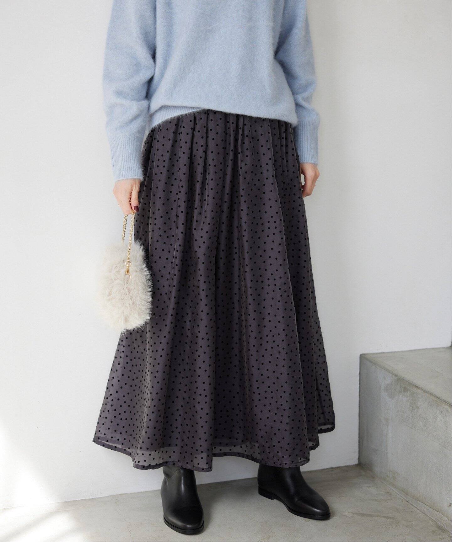 【スローブ イエナ/SLOBE IENA】のドットオーガンジースカート インテリア・キッズ・メンズ・レディースファッション・服の通販 founy(ファニー) 　ファッション　Fashion　レディースファッション　WOMEN　スカート　Skirt　2024年　2024　2024-2025秋冬・A/W　Aw/Autumn/Winter/Fw/Fall/2024-2025　A/W・秋冬　Aw・Autumn/Winter・Fw・Fall-Winter　オーガンジー　Organdy　グログラン　Grosgrain　シアー　Sheer　スウェット　Sweat　ドット　Dot　バランス　Balance　ランダム　Random　グレー|ID: prp329100004196662 ipo3291000000030063967