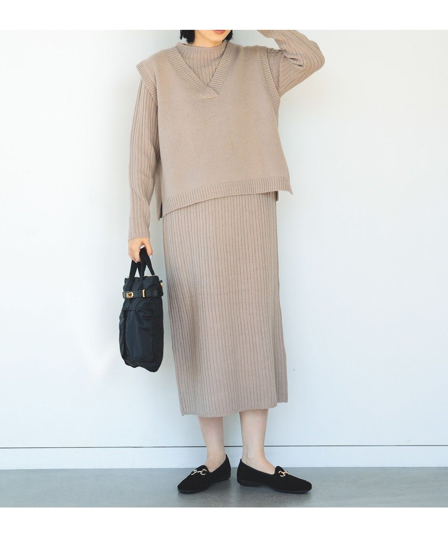 【ビームス ハート/BEAMS HEART】のニットベスト * ワンピース (セットアイテム) インテリア・キッズ・メンズ・レディースファッション・服の通販 founy(ファニー) 　ファッション　Fashion　レディースファッション　WOMEN　アウター　Coat Outerwear　ショート　Short　トレンド　Trend　パターン　Pattern　ベスト　Vest　ロング　Long　BEIGE|ID: prp329100004196843 ipo3291000000029072727