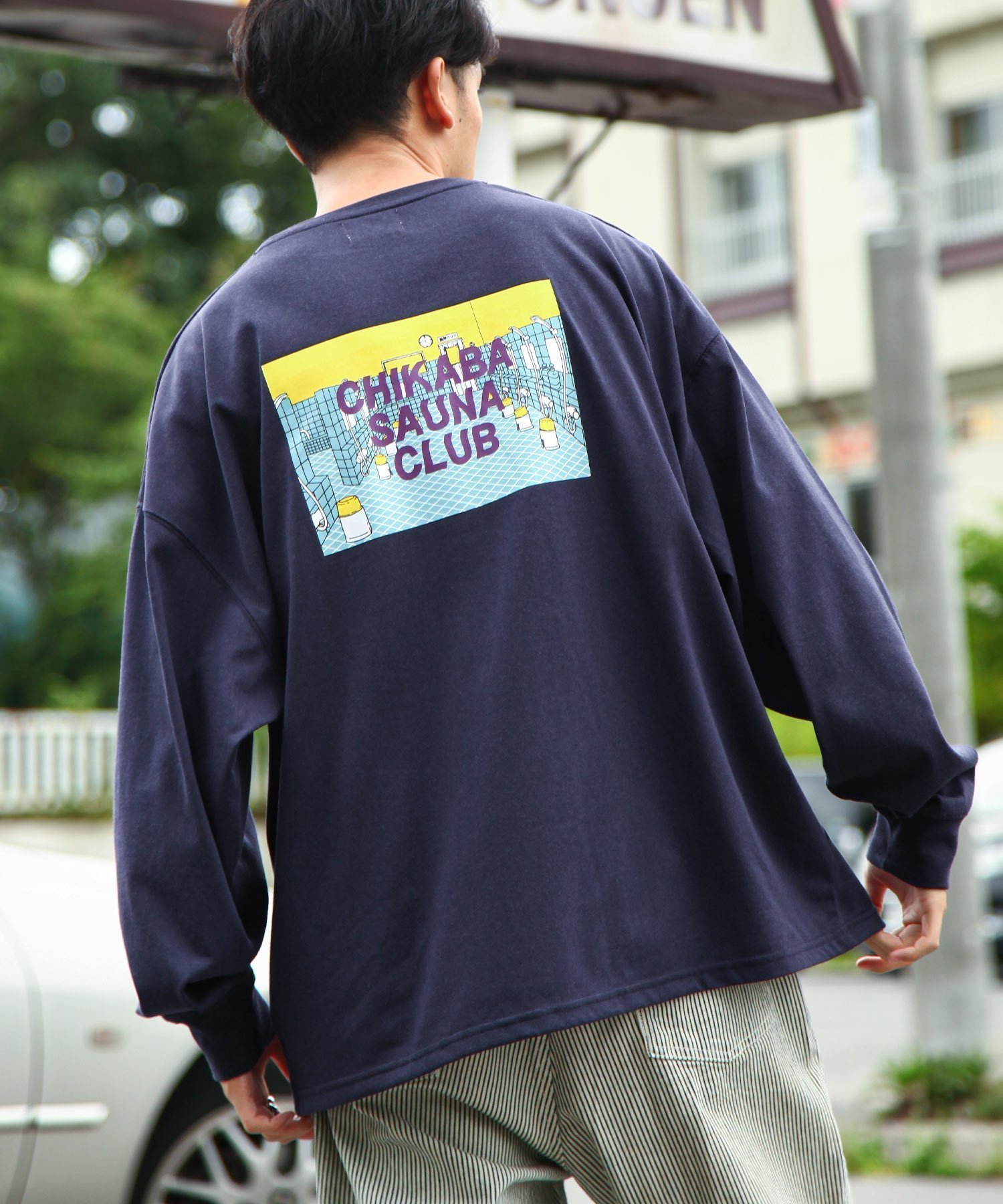 【ジップファイブ/ZIP FIVE】のCHIKABA SAUNA CLUB 長袖Tシャツ インテリア・キッズ・メンズ・レディースファッション・服の通販 founy(ファニー) 　ファッション　Fashion　レディースファッション　WOMEN　トップス・カットソー　Tops/Tshirt　シャツ/ブラウス　Shirts/Blouses　ロング / Tシャツ　T-Shirts　おすすめ　Recommend　シンプル　Simple　パターン　Pattern　プリント　Print　メンズ　Mens　モチーフ　Motif　長袖　Long Sleeve　304.NAVY|ID: prp329100004197164 ipo3291000000029075628