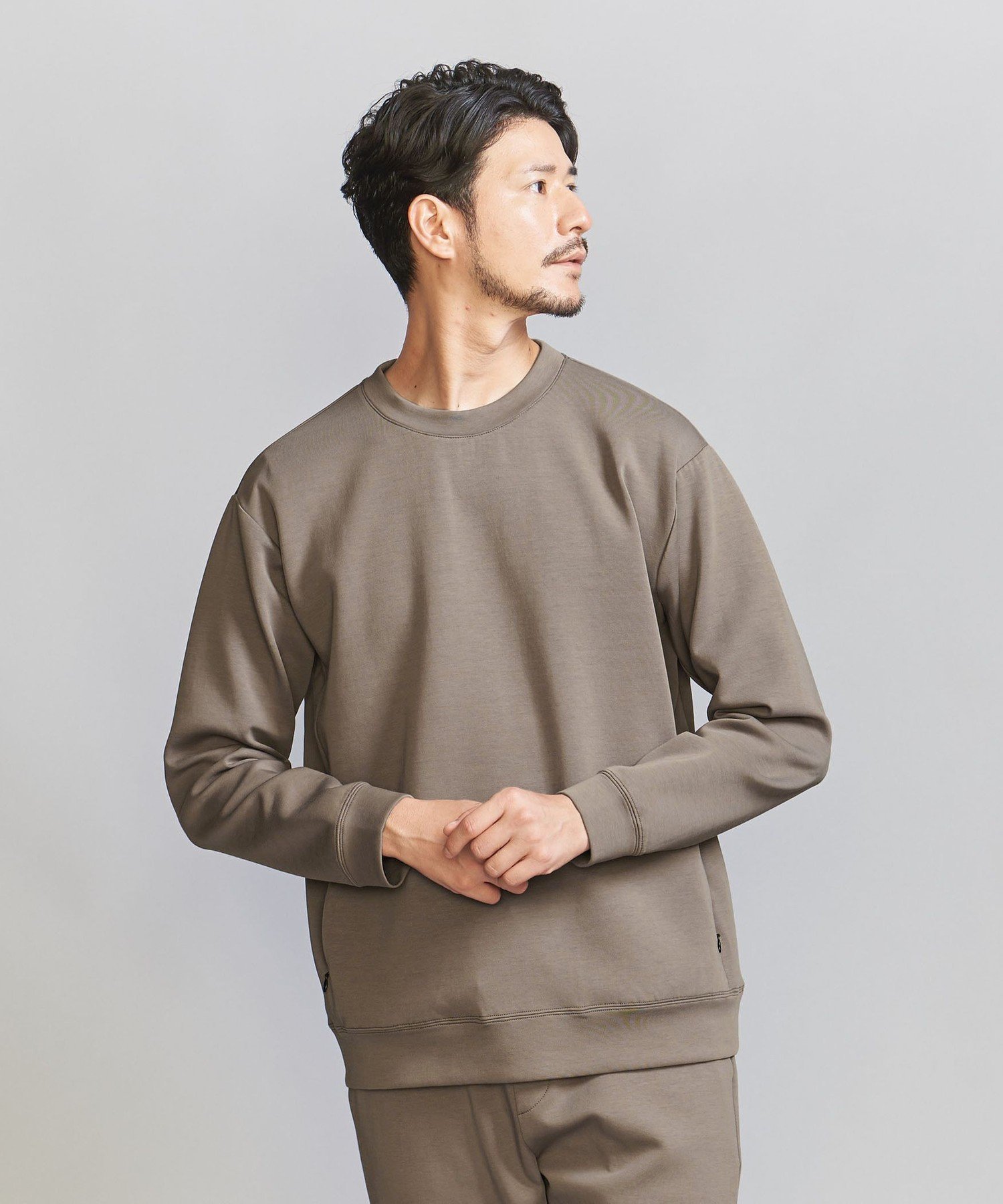 【ビューティ&ユース ユナイテッドアローズ/BEAUTY&YOUTH / UNITED ARROWS / MEN】の【WEB限定 WARDROBE SMART】ダブルニット クルーネック スウェット/セットアップ対応 インテリア・キッズ・メンズ・レディースファッション・服の通販 founy(ファニー) 　ファッション　Fashion　メンズファッション　MEN　セットアップ　Setup/Men　インナー　Inner　カーディガン　Cardigan　スウェット　Sweat　スマート　Smart　スラックス　Slacks　セットアップ　Set Up　ダブル　Double　トレーナー　Trainer　パーカー　Hoodie　ファブリック　Fabric　フィット　Fit　フラット　Flat　ポケット　Pocket　リラックス　Relax　エレガント 上品　Elegant　OLIVE|ID: prp329100004197956 ipo3291000000029480699