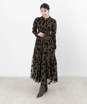 【ランダ/RANDA】のフロッキーフラワーワンピース 人気、トレンドファッション・服の通販 founy(ファニー) ファッション Fashion レディースファッション WOMEN ワンピース Dress おすすめ Recommend クラシカル Classical シャーリング Shirring スタンド Stand フラワー Flower エレガント 上品 Elegant |ID:prp329100004198196