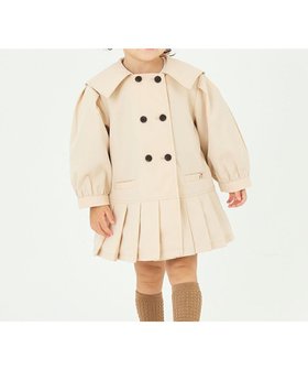 【モイモルン/moimoln / KIDS】のダブルプリーツトレンチコート 人気、トレンドファッション・服の通販 founy(ファニー) ファッション Fashion キッズファッション KIDS アウター Coat Outerwear /Kids チェック Check プリーツ Pleats ワイド Wide |ID:prp329100004198694