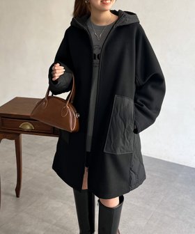 【シェトワ/Chez toi】のウール×ダウンキルティングフードコート 人気、トレンドファッション・服の通販 founy(ファニー) ファッション Fashion レディースファッション WOMEN アウター Coat Outerwear コート Coats アクリル Acrylic キルティング Quilting キルト Quilt シンプル Simple ダウン Down デニム Denim ドッキング Docking フェザー Feather ミックス Mix ワイド Wide プチプライス・低価格 Affordable おすすめ Recommend ビジネス 仕事 通勤 Business |ID:prp329100004201727