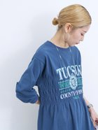 【サマンサモスモス/Samansa Mos2】のロゴプリントシャーリングロンT 人気、トレンドファッション・服の通販 founy(ファニー) ファッション Fashion レディースファッション WOMEN トップス・カットソー Tops/Tshirt ロング / Tシャツ T-Shirts ガーリー Girly シャーリング Shirring スリーブ Sleeve フィット Fit フレア Flare プリント Print ボトム Bottom ロング Long 定番 Standard thumbnail ブルー|ID: prp329100004202280 ipo3291000000029113475