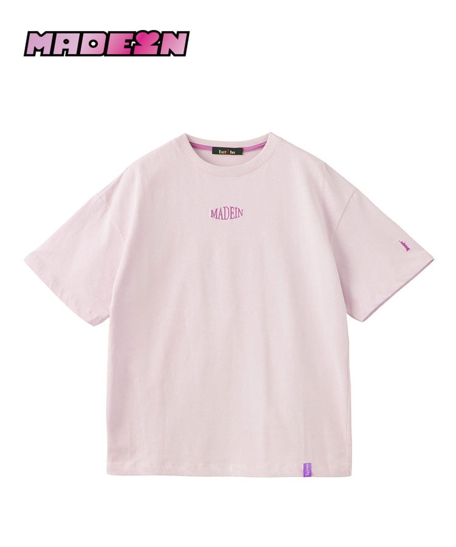 【イーストボーイ/EASTBOY】のTシャツ 半袖 MADEIN 学生服 中学生 高校生 女子 JK 制服 スクール インテリア・キッズ・メンズ・レディースファッション・服の通販 founy(ファニー) 　ファッション　Fashion　レディースファッション　WOMEN　トップス・カットソー　Tops/Tshirt　シャツ/ブラウス　Shirts/Blouses　ロング / Tシャツ　T-Shirts　インド　India　コラボ　Collaboration　サテン　Satin　シンプル　Simple　スペシャル　Special　ネオン　Neon　プリント　Print　半袖　Short Sleeve　メンズ　Mens　再入荷　Restock/Back In Stock/Re Arrival　おすすめ　Recommend　ピンクパープル|ID: prp329100004202402 ipo3291000000029188276