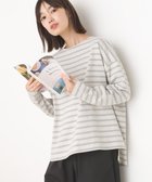 【その他のブランド/Other】の10番単ボーダーワイドシルエットスリット長袖Tシャツ 143-オートミール×グレー|ID: prp329100004202454 ipo3291000000029971753