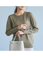 【コカ/COCA】の袖パールクルーネックニット Khaki|ID:prp329100004204002