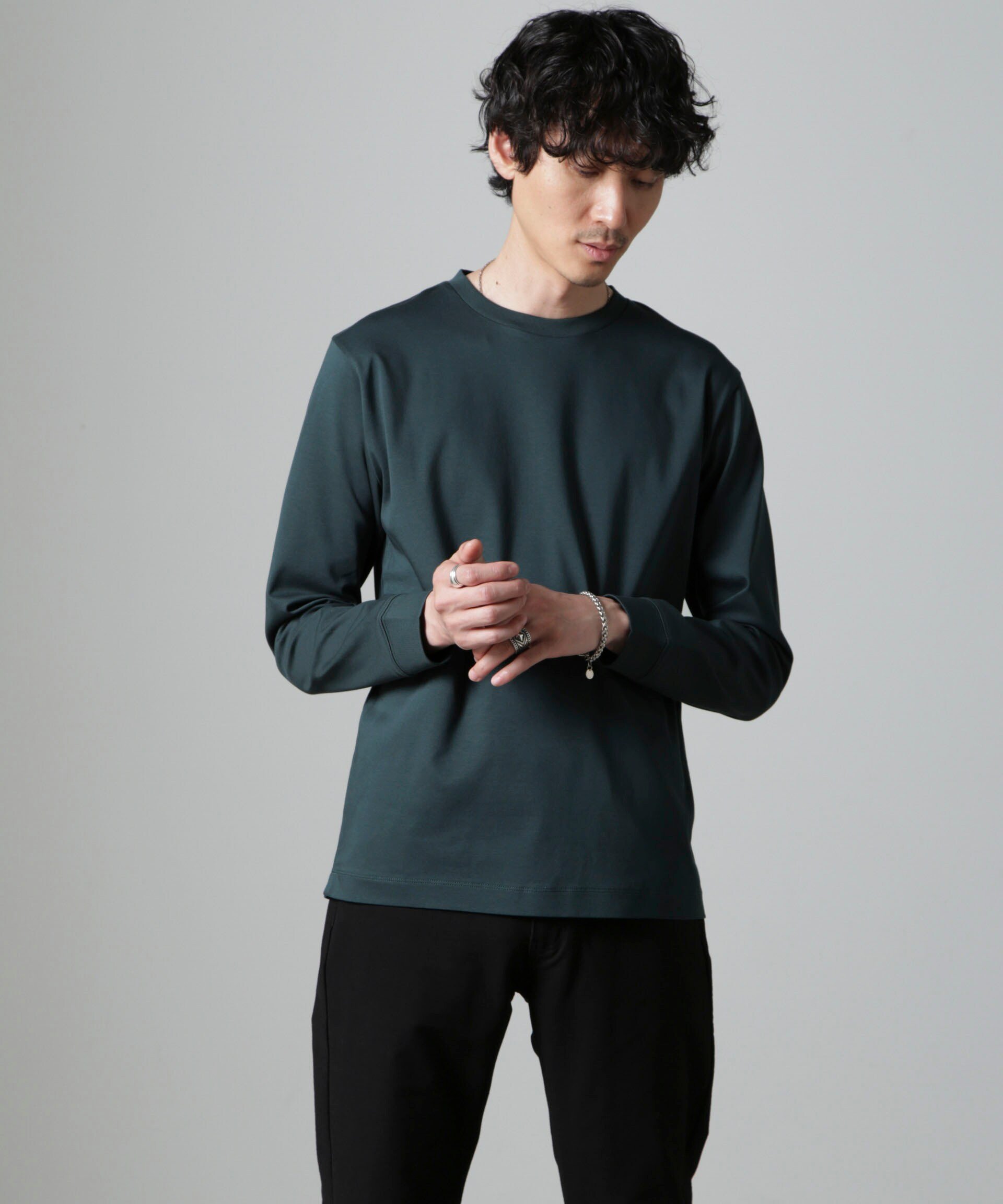 【ナノ ユニバース/nano universe / MEN】のアンチスメルクルーネックTシャツ 長袖 インテリア・キッズ・メンズ・レディースファッション・服の通販 founy(ファニー) 　ファッション　Fashion　メンズファッション　MEN　2024年　2024　2024-2025秋冬・A/W　Aw/Autumn/Winter/Fw/Fall/2024-2025　A/W・秋冬　Aw・Autumn/Winter・Fw・Fall-Winter　おすすめ　Recommend　インナー　Inner　カーディガン　Cardigan　シンプル　Simple　スタンダード　Standard　デニム　Denim　ベーシック　Basic　ルーズ　Loose　ワイド　Wide　定番　Standard　抗菌　Antibacterial　長袖　Long Sleeve　グリーン|ID: prp329100004204340 ipo3291000000029516405