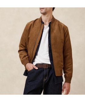 【バナナリパブリック ファクトリーストア/BANANA REPUBLIC FACTORY STORE / MEN】のBANANA REPUBLIC FACTORY STORE ヴィーガンスエード ボンバー ジャケット 人気、トレンドファッション・服の通販 founy(ファニー) ファッション Fashion メンズファッション MEN ジャケット Jacket スエード Suede ポケット Pocket |ID:prp329100004204438