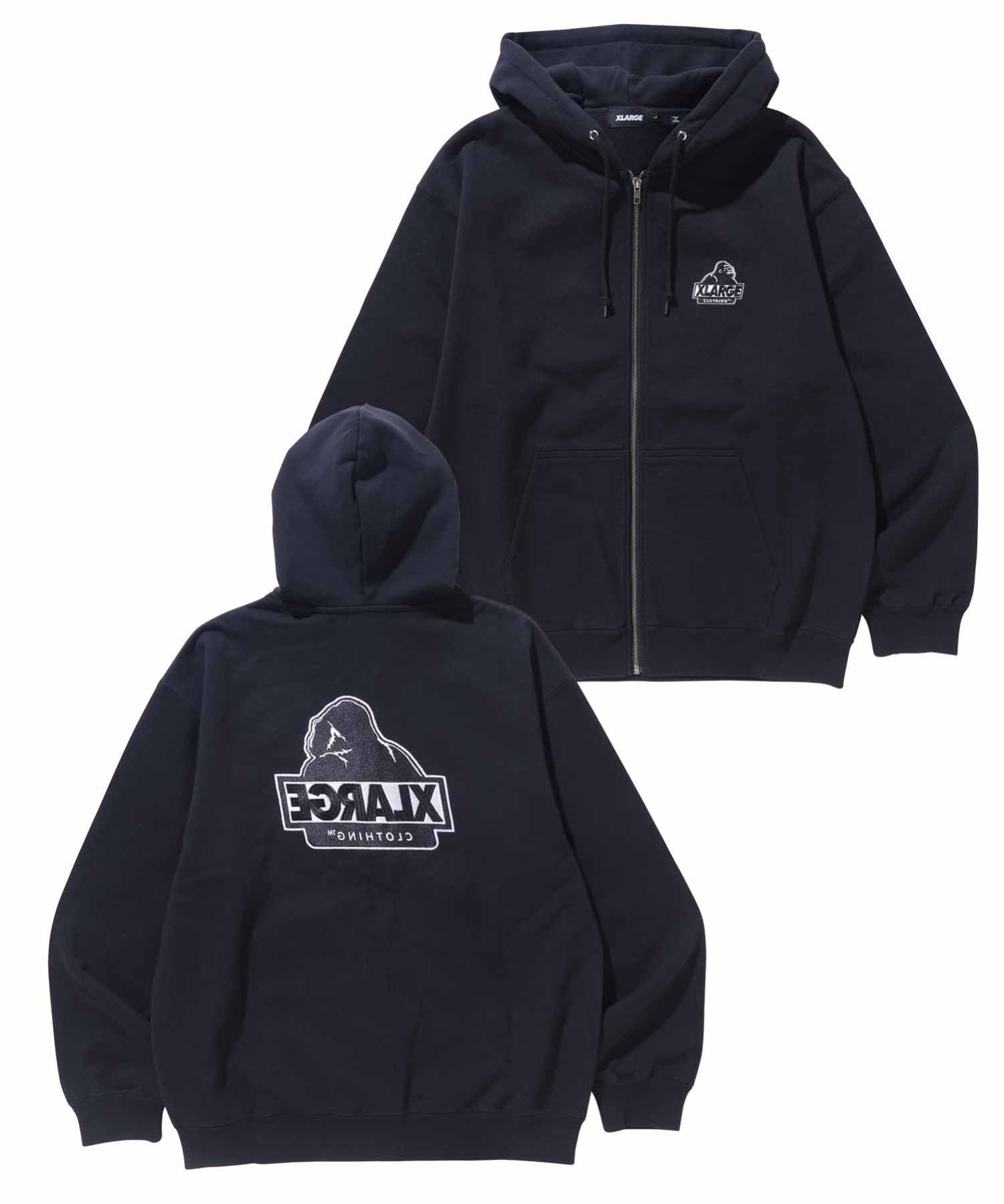 【エクストララージ/XLARGE】のBACKSIDE SLANTED OG ZIP HOODED SWEAT パーカー XLARGE インテリア・キッズ・メンズ・レディースファッション・服の通販 founy(ファニー) 　ファッション　Fashion　レディースファッション　WOMEN　トップス・カットソー　Tops/Tshirt　パーカ　Sweats　スウェット　Sweat　パーカー　Hoodie　フロント　Front　ベーシック　Basic　BLACK|ID: prp329100004204482 ipo3291000000029130564