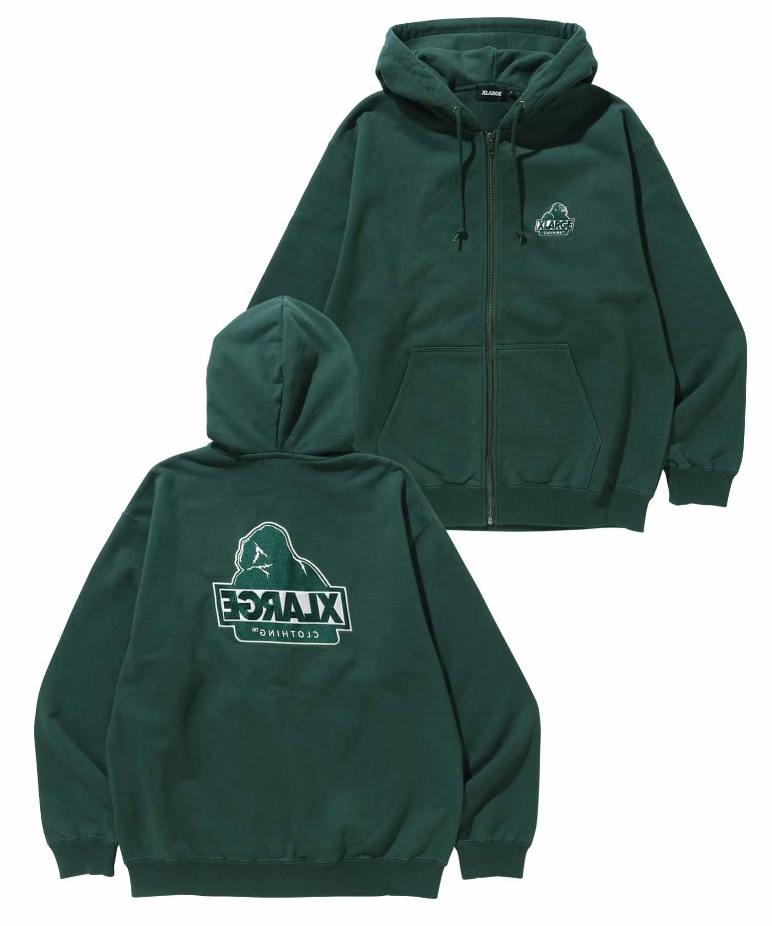 【エクストララージ/XLARGE】のBACKSIDE SLANTED OG ZIP HOODED SWEAT パーカー XLARGE インテリア・キッズ・メンズ・レディースファッション・服の通販 founy(ファニー) 　ファッション　Fashion　レディースファッション　WOMEN　トップス・カットソー　Tops/Tshirt　パーカ　Sweats　スウェット　Sweat　パーカー　Hoodie　フロント　Front　ベーシック　Basic　GREEN|ID: prp329100004204482 ipo3291000000029139012