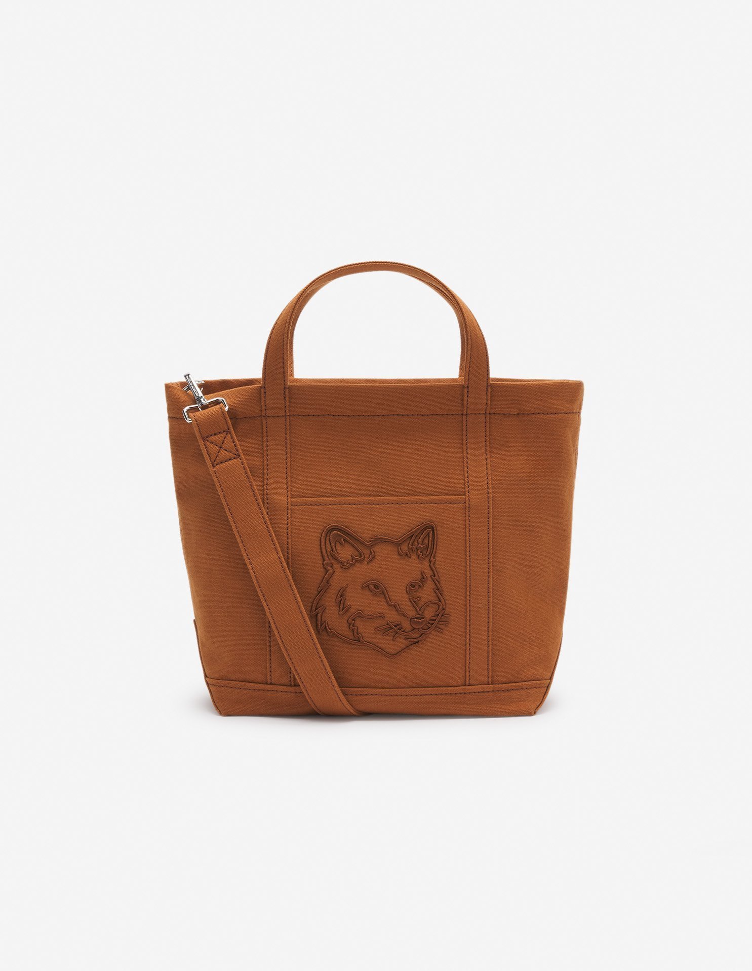 【メゾン キツネ/MAISON KITSUNE】のMaison Kitsune/FOX HEAD SMALL TOTE 人気、トレンドファッション・服の通販 founy(ファニー) 　ファッション　Fashion　レディースファッション　WOMEN　バッグ　Bag　A/W・秋冬　Aw・Autumn/Winter・Fw・Fall-Winter　冬　Winter　キャンバス　Canvas　グログラン　Grosgrain　ショルダー　Shoulder　ツイル　Twill　ハンド　Hand　フォックス　Fox　フロント　Front　ポケット　Pocket　 other-1|ID: prp329100004204491 ipo3291000000029430338