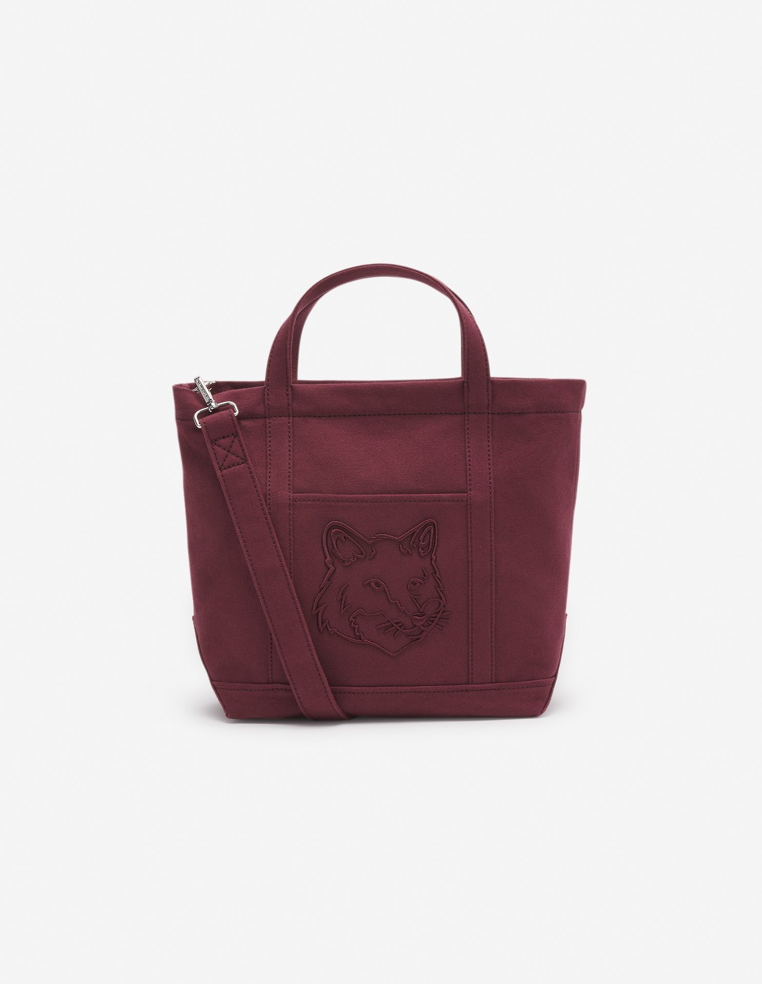 【メゾン キツネ/MAISON KITSUNE】のMaison Kitsune/FOX HEAD SMALL TOTE インテリア・キッズ・メンズ・レディースファッション・服の通販 founy(ファニー) 　ファッション　Fashion　レディースファッション　WOMEN　バッグ　Bag　A/W・秋冬　Aw・Autumn/Winter・Fw・Fall-Winter　冬　Winter　キャンバス　Canvas　グログラン　Grosgrain　ショルダー　Shoulder　ツイル　Twill　ハンド　Hand　フォックス　Fox　フロント　Front　ポケット　Pocket　REDSTAR|ID: prp329100004204491 ipo3291000000029430343