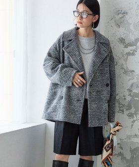 【シップス フォー ウィメン/SHIPS】のスライバー チェック ショート Pコート 24AW 人気、トレンドファッション・服の通販 founy(ファニー) ファッション Fashion レディースファッション WOMEN アウター Coat Outerwear コート Coats Pコート Pea Coats ウォーム Worm ショート Short ジャージ Jersey スタンド Stand チェック Check デニム Denim フォルム Form フラップ Flap ボンディング Bonding おすすめ Recommend 2024年 2024 2024-2025秋冬・A/W Aw/Autumn/Winter/Fw/Fall/2024-2025 |ID:prp329100004204509