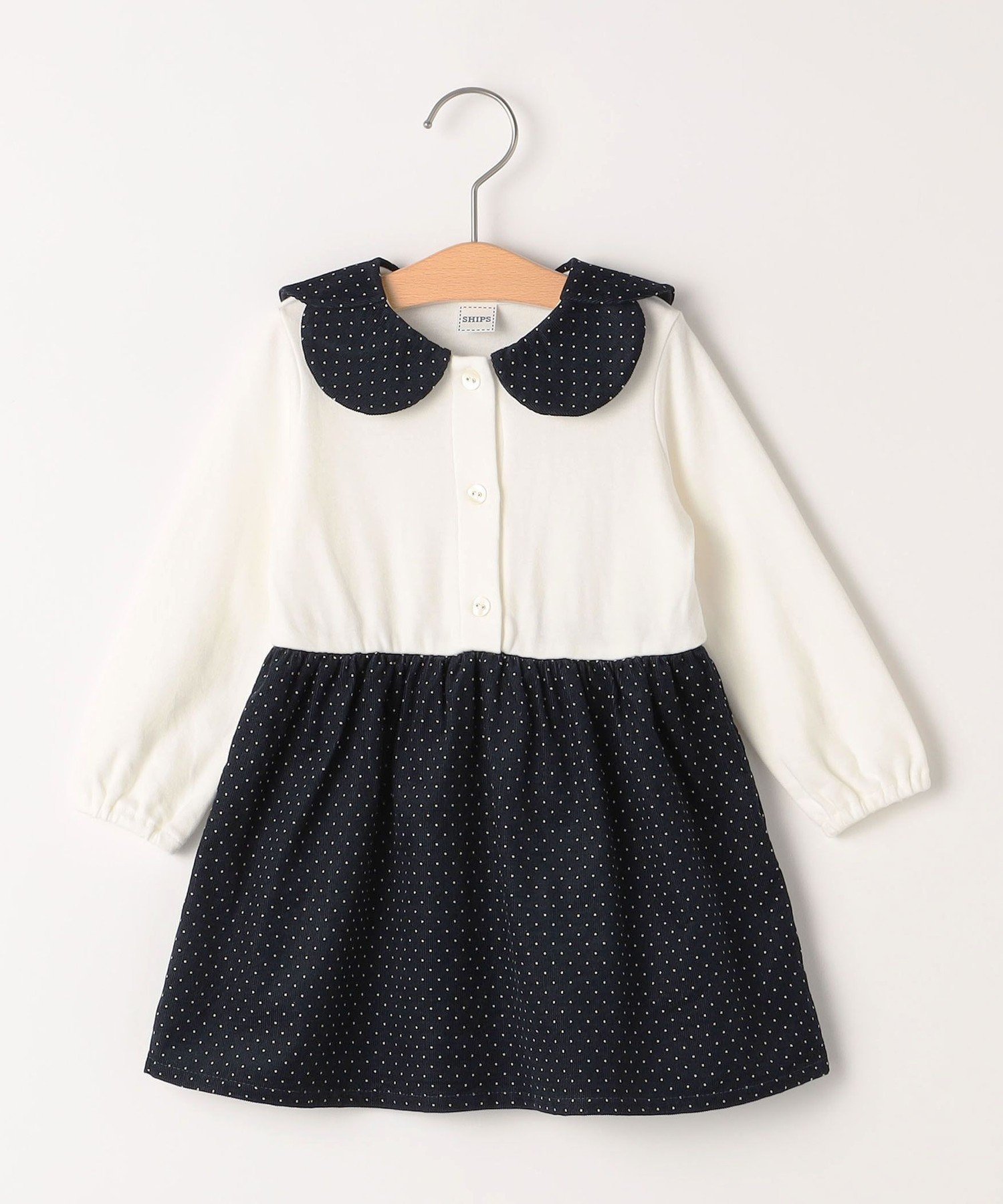 【シップス/SHIPS / KIDS】のSHIPS KIDS 80~90cm / ドット カラー ワンピース インテリア・キッズ・メンズ・レディースファッション・服の通販 founy(ファニー) 　ファッション　Fashion　キッズファッション　KIDS　ワンピース　Dress/Kids　2024年　2024　2024-2025秋冬・A/W　Aw/Autumn/Winter/Fw/Fall/2024-2025　A/W・秋冬　Aw・Autumn/Winter・Fw・Fall-Winter　おすすめ　Recommend　カーディガン　Cardigan　クリスマス X'mas　Christmas Xmas　コーデュロイ　Corduroy　タイツ　Tights　ドッキング　Docking　ドット　Dot　フォーマル　Formal　冬　Winter　切替　Switching　年末年始　The Year-End And New Year Holidays　秋　Autumn/Fall　結婚式　Wedding Ceremony　ネイビー|ID: prp329100004204970 ipo3291000000029137260