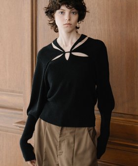 【エマリンバー/EMMA LIMBER】のCut Out Bouche Knit Top 人気、トレンドファッション・服の通販 founy(ファニー) ファッション Fashion レディースファッション WOMEN トップス・カットソー Tops/Tshirt ニット Knit Tops 再入荷 Restock/Back In Stock/Re Arrival |ID:prp329100004205093