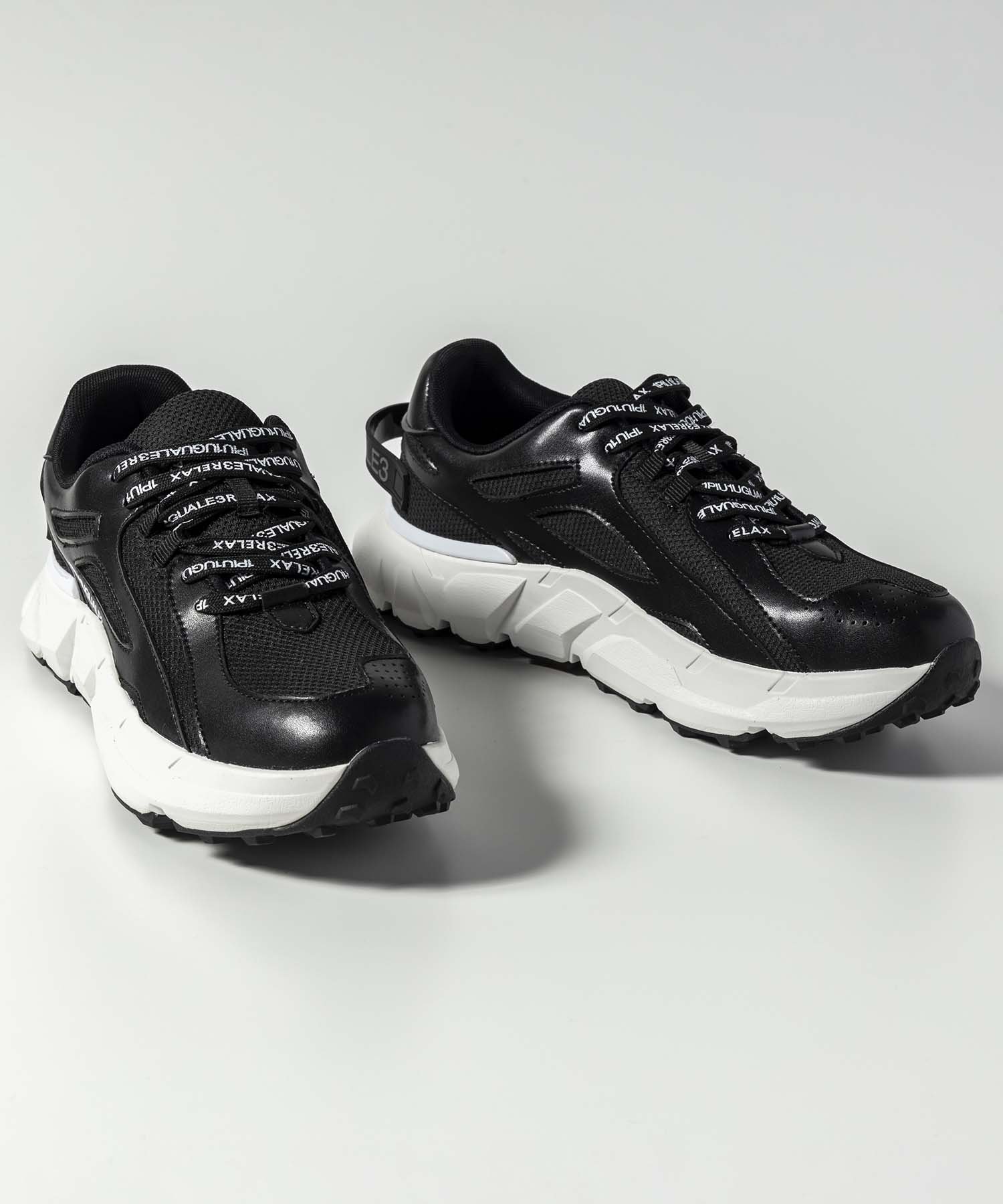 【シフォン/SHIFFON / MEN】の1PIU1UGUALE3 RELAX/1PIU1UGUALE3 RELAX(ウノピゥウノウグァーレトレ リラックス)Vibramソールダッドスニーカー インテリア・キッズ・メンズ・レディースファッション・服の通販 founy(ファニー) 　ファッション　Fashion　メンズファッション　MEN　シューズ・靴　Shoes/Men　スニーカー　Sneakers　スニーカー　Sneakers　スポーティ　Sporty　プリント　Print　無地　Plain Color　リラックス　Relax　レース　Race　black×white|ID: prp329100004205172 ipo3291000000029515725