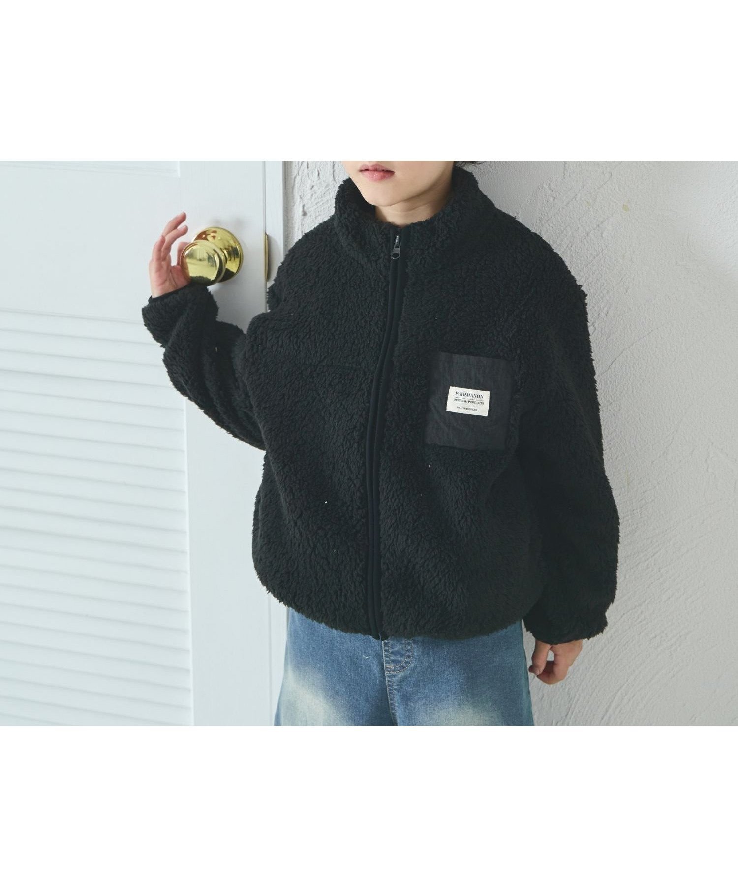 【ペアマノン/pairmanon / KIDS】のボア 配色 スタンドカラー ジャケット インテリア・キッズ・メンズ・レディースファッション・服の通販 founy(ファニー) 　ファッション　Fashion　キッズファッション　KIDS　アウター　Coat Outerwear /Kids　おすすめ　Recommend　ジャケット　Jacket　スタンド　Stand　ポケット　Pocket　防寒　Cold Protection　ブラック09|ID: prp329100004206019 ipo3291000000029510424