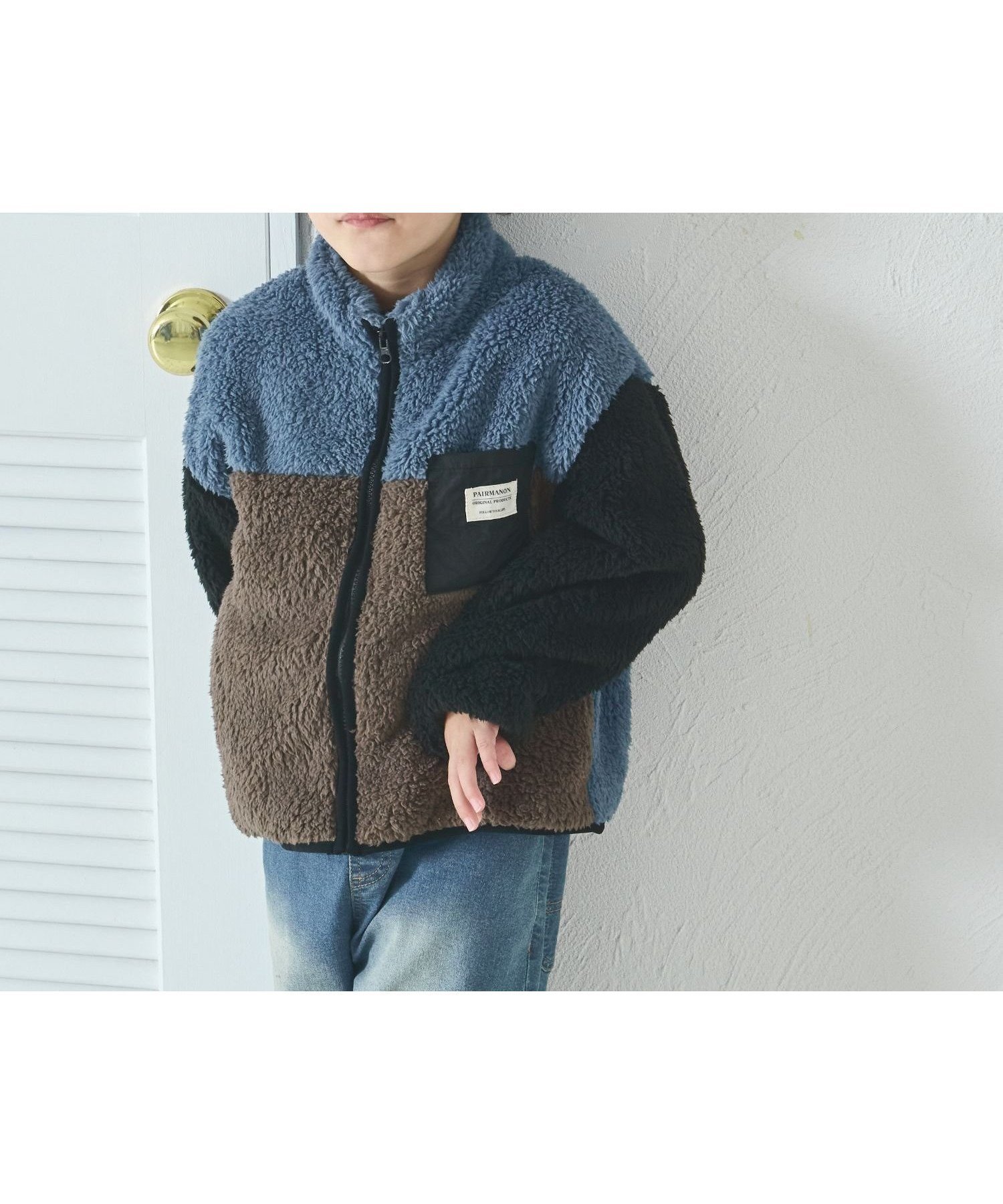 【ペアマノン/pairmanon / KIDS】のボア 配色 スタンドカラー ジャケット インテリア・キッズ・メンズ・レディースファッション・服の通販 founy(ファニー) 　ファッション　Fashion　キッズファッション　KIDS　アウター　Coat Outerwear /Kids　おすすめ　Recommend　ジャケット　Jacket　スタンド　Stand　ポケット　Pocket　防寒　Cold Protection　ブルー84|ID: prp329100004206019 ipo3291000000029510436