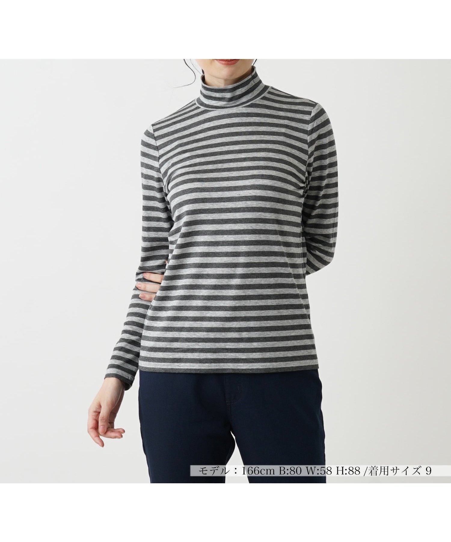 【レリアン/LEILIAN】のカットソー インテリア・キッズ・メンズ・レディースファッション・服の通販 founy(ファニー) 　ファッション　Fashion　レディースファッション　WOMEN　トップス・カットソー　Tops/Tshirt　カットソー　Cut and Sewn　インナー　Inner　ウォッシャブル　Washable　カットソー　Cut And Sew　シンプル　Simple　ジャケット　Jacket　デコルテ　Decolletage　バランス　Balance　フィット　Fit　ボーダー　Border　ロング　Long　エレガント 上品　Elegant　秋　Autumn/Fall　グレー系|ID: prp329100004207451 ipo3291000000029155568