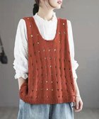 【ミニミニストア/miniministore】のニットベスト 穴あき レディース 春秋夏 人気、トレンドファッション・服の通販 founy(ファニー) ファッション Fashion レディースファッション WOMEN アウター Coat Outerwear トップス・カットソー Tops/Tshirt ニット Knit Tops ベスト/ジレ Gilets/Vests アクリル Acrylic インナー Inner ノースリーブ No Sleeve ベスト Vest 夏 Summer 無地 Plain Color 透かし Watermark thumbnail レンガ|ID: prp329100004207498 ipo3291000000029155864