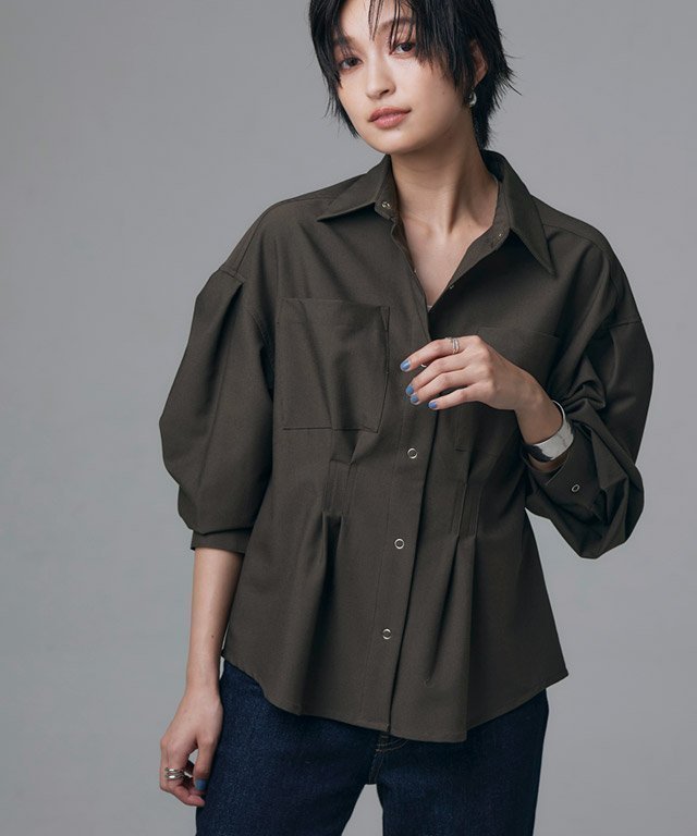 【ピエロ/Pierrot】のRASW ウエストタックシャツ インテリア・キッズ・メンズ・レディースファッション・服の通販 founy(ファニー) 　ファッション　Fashion　レディースファッション　WOMEN　トップス・カットソー　Tops/Tshirt　シャツ/ブラウス　Shirts/Blouses　シルバー　Silver　スクエア　Square　ポケット　Pocket　エレガント 上品　Elegant　ダークブラウン|ID: prp329100004207671 ipo3291000000029157414