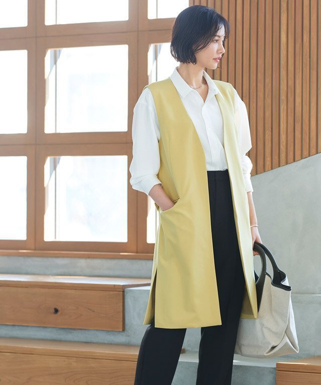 【ピエロ/Pierrot】のRASW ノーカラージレ 人気、トレンドファッション・服の通販 founy(ファニー) 　ファッション　Fashion　レディースファッション　WOMEN　アウター　Coat Outerwear　トップス・カットソー　Tops/Tshirt　ベスト/ジレ　Gilets/Vests　スリット　Slit　トッパー　Topper　ボックス　Box　エレガント 上品　Elegant　 other-1|ID: prp329100004207705 ipo3291000000029157673