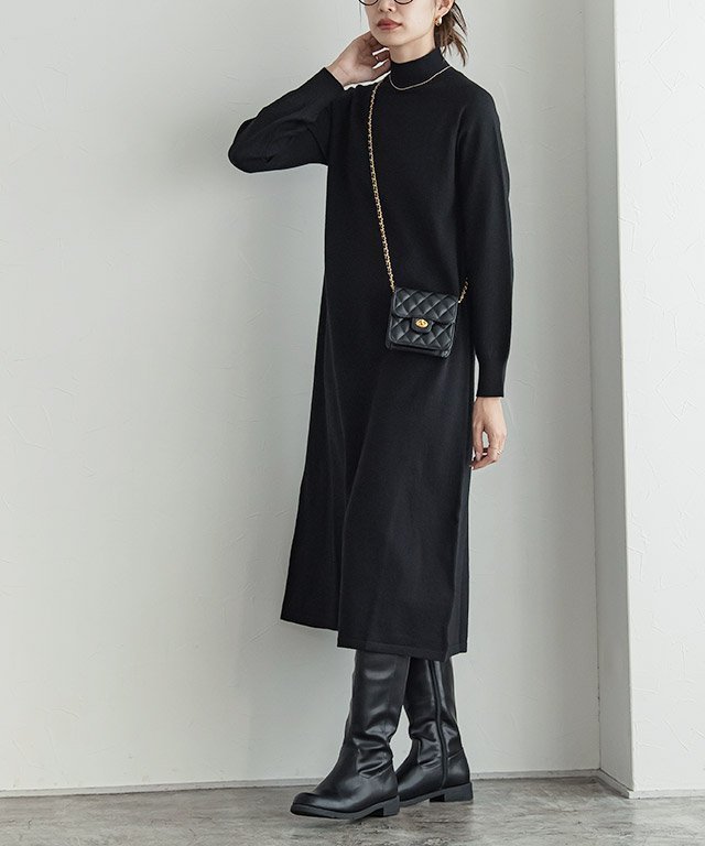 【ピエロ/Pierrot】のハイネックAラインニットワンピース 人気、トレンドファッション・服の通販 founy(ファニー) 　ファッション　Fashion　レディースファッション　WOMEN　ワンピース　Dress　ニットワンピース　Knit Dresses　ハイネック　High Neck　ミドル　Middle　ロング　Long　 other-1|ID: prp329100004208018 ipo3291000000029779043