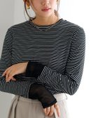 【ピエロ/Pierrot】の【静電気防止】シアーカフス/クルーネックドッキングカットソー 人気、トレンドファッション・服の通販 founy(ファニー) ファッション Fashion レディースファッション WOMEN トップス・カットソー Tops/Tshirt カットソー Cut and Sewn とろみ Thickness インナー Inner カフス Cuffs コンパクト Compact シアー Sheer シャーリング Shirring パール Pearl フェザー Feather フレア Flare ベスト Vest ボトム Bottom thumbnail シアーカフス/ボーダー|ID: prp329100004208307 ipo3291000000029164988