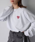 【リベリー/Riberry】のハートロゴラメ刺繍ラグランスウェットトレーナー オートミール×レッド|ID: prp329100004209438 ipo3291000000029523945