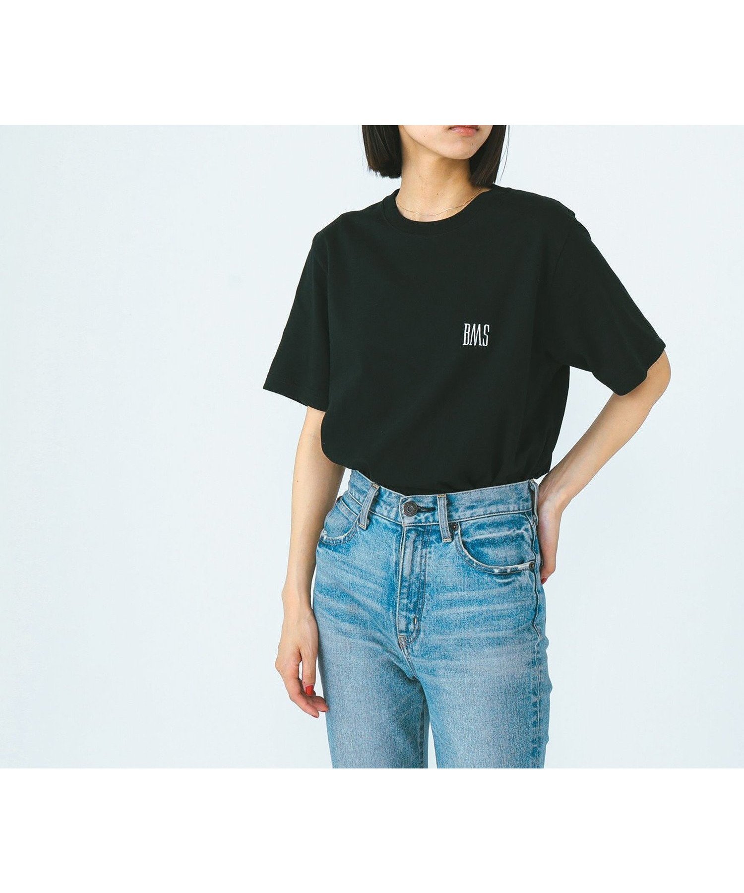 【その他のブランド/Other】のBMS ベーシック Tシャツ インテリア・キッズ・メンズ・レディースファッション・服の通販 founy(ファニー) 　ファッション　Fashion　レディースファッション　WOMEN　トップス・カットソー　Tops/Tshirt　シャツ/ブラウス　Shirts/Blouses　ロング / Tシャツ　T-Shirts　インナー　Inner　シンプル　Simple　スラックス　Slacks　デニム　Denim　フィット　Fit　ベーシック　Basic　リラックス　Relax　ワンポイント　One Point　BLACK|ID: prp329100004209802 ipo3291000000029188645