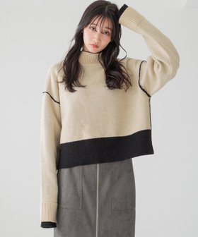 【ローリーズファーム/LOWRYS FARM】のリバーシブルハイネックニットLS 人気、トレンドファッション・服の通販 founy(ファニー) ファッション Fashion レディースファッション WOMEN トップス・カットソー Tops/Tshirt ニット Knit Tops アクリル Acrylic シンプル Simple デニム Denim リバーシブル Reversible ワイド Wide |ID:prp329100004209829