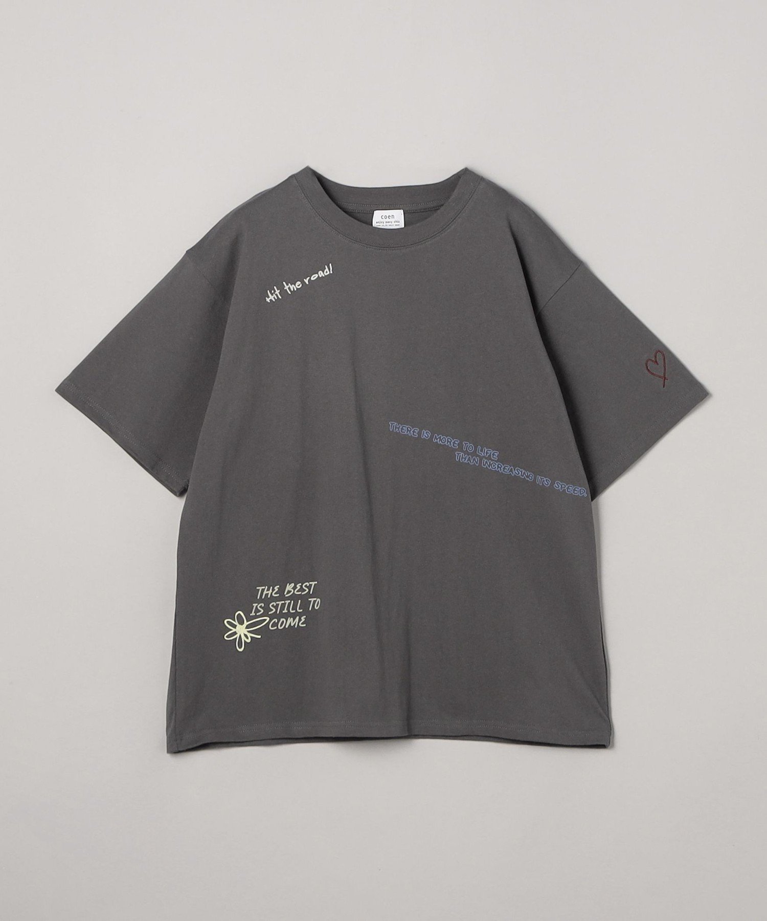 【コーエン/COEN】の天竺ミックスロゴTシャツ インテリア・キッズ・メンズ・レディースファッション・服の通販 founy(ファニー) 　ファッション　Fashion　レディースファッション　WOMEN　トップス・カットソー　Tops/Tshirt　シャツ/ブラウス　Shirts/Blouses　ロング / Tシャツ　T-Shirts　カーディガン　Cardigan　シンプル　Simple　フラワー　Flower　フロント　Front　プリント　Print　ミックス　Mix　ランダム　Random　リラックス　Relax　夏　Summer　DK.GRAY|ID: prp329100004209932 ipo3291000000029190143