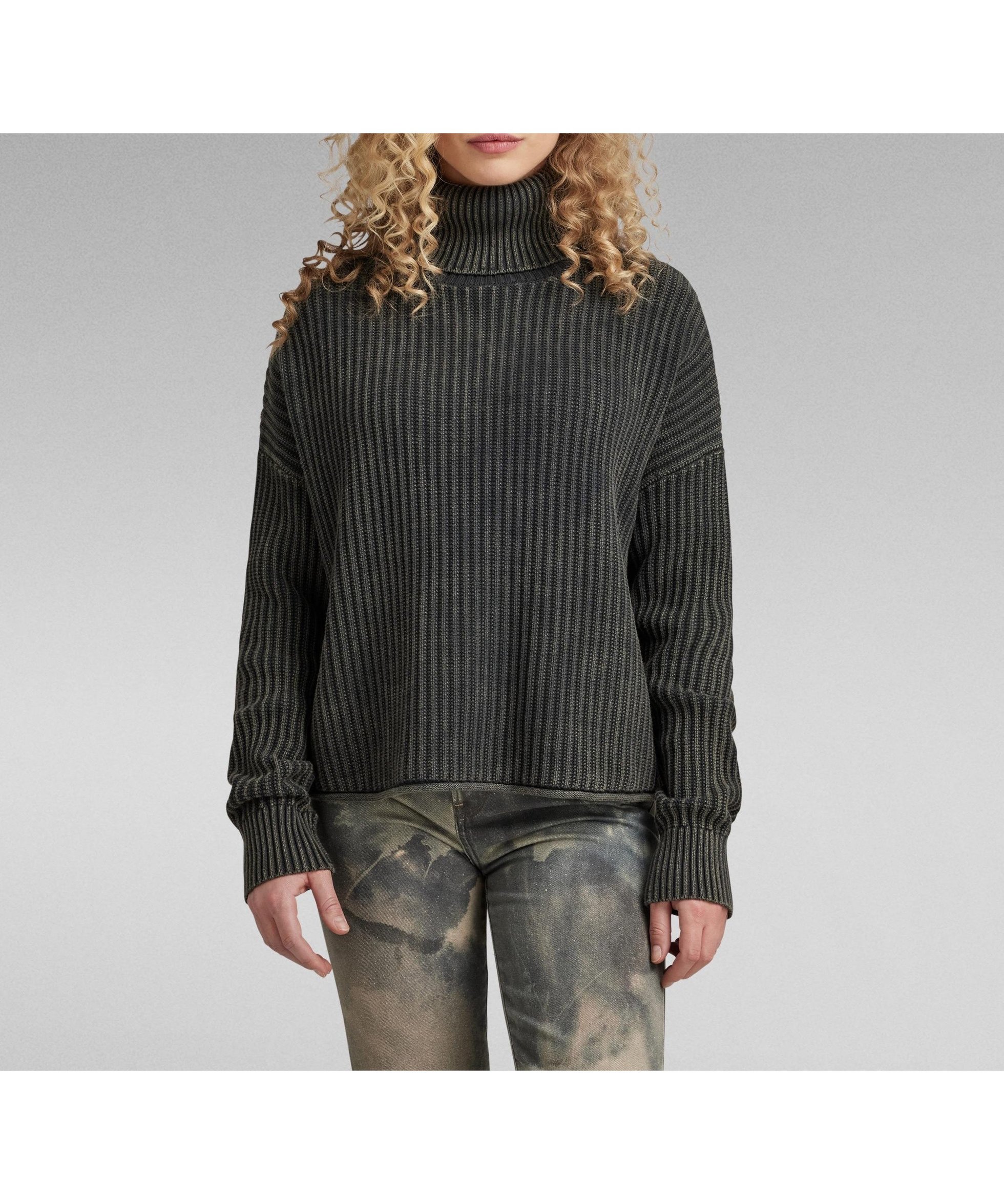 【ジースター ロゥ/G-Star RAW】の【公式ショップ】LOOSE OVERDYED TURTLE KNITTED SWEATER/オーバーダイルーズタートルネックニットセーター インテリア・キッズ・メンズ・レディースファッション・服の通販 founy(ファニー) 　ファッション　Fashion　レディースファッション　WOMEN　トップス・カットソー　Tops/Tshirt　ニット　Knit Tops　パーカ　Sweats　スウェット　Sweat　タートルネック　Turtleneck　shadow gd|ID: prp329100004209957 ipo3291000000029190303