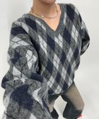 【パルグループ/PAL GROUP】の【WHO S WHO gallery】アーガイルVネックニット 人気、トレンドファッション・服の通販 founy(ファニー) ファッション Fashion レディースファッション WOMEN トップス・カットソー Tops/Tshirt ニット Knit Tops Vネック V-Neck おすすめ Recommend デニム Denim ネックレス Necklace ハーフ Half 定番 Standard thumbnail チャコールグレー|ID: prp329100004210092 ipo3291000000029191210