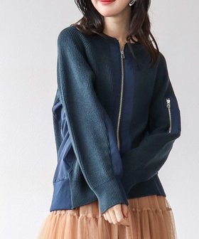 【スリーフォータイム/Three Four Time】のThree Four Time/畔編みニット切替ZIPブルゾン 人気、トレンドファッション・服の通販 founy(ファニー) ファッション Fashion レディースファッション WOMEN アウター Coat Outerwear ブルゾン Blouson/Jackets トップス・カットソー Tops/Tshirt ニット Knit Tops ブルゾン Blouson 切替 Switching |ID:prp329100004211266