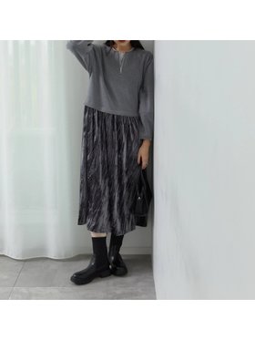 【サマンサモスモス/Samansa Mos2】の異素材ドッキングワンピース 人気、トレンドファッション・服の通販 founy(ファニー) ファッション Fashion レディースファッション WOMEN ワンピース Dress スリーブ Sleeve ドッキング Docking ハーフ Half |ID:prp329100004211916