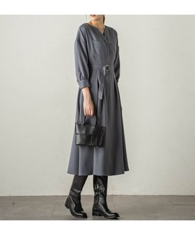 【ケティ/Ketty】のカルゼキーネックワンピース≪手洗い可能≫ 人気、トレンドファッション・服の通販 founy(ファニー) ファッション Fashion レディースファッション WOMEN ワンピース Dress フレア Flare ポケット Pocket |ID:prp329100004211920