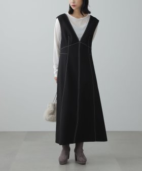 【フリーズマート/FREE'S MART】 配色ステッチジャンスカ人気、トレンドファッション・服の通販 founy(ファニー) ファッション Fashion レディースファッション WOMEN ギャザー Gather ツイル Twill リブニット Rib Knit |ID:prp329100004211941