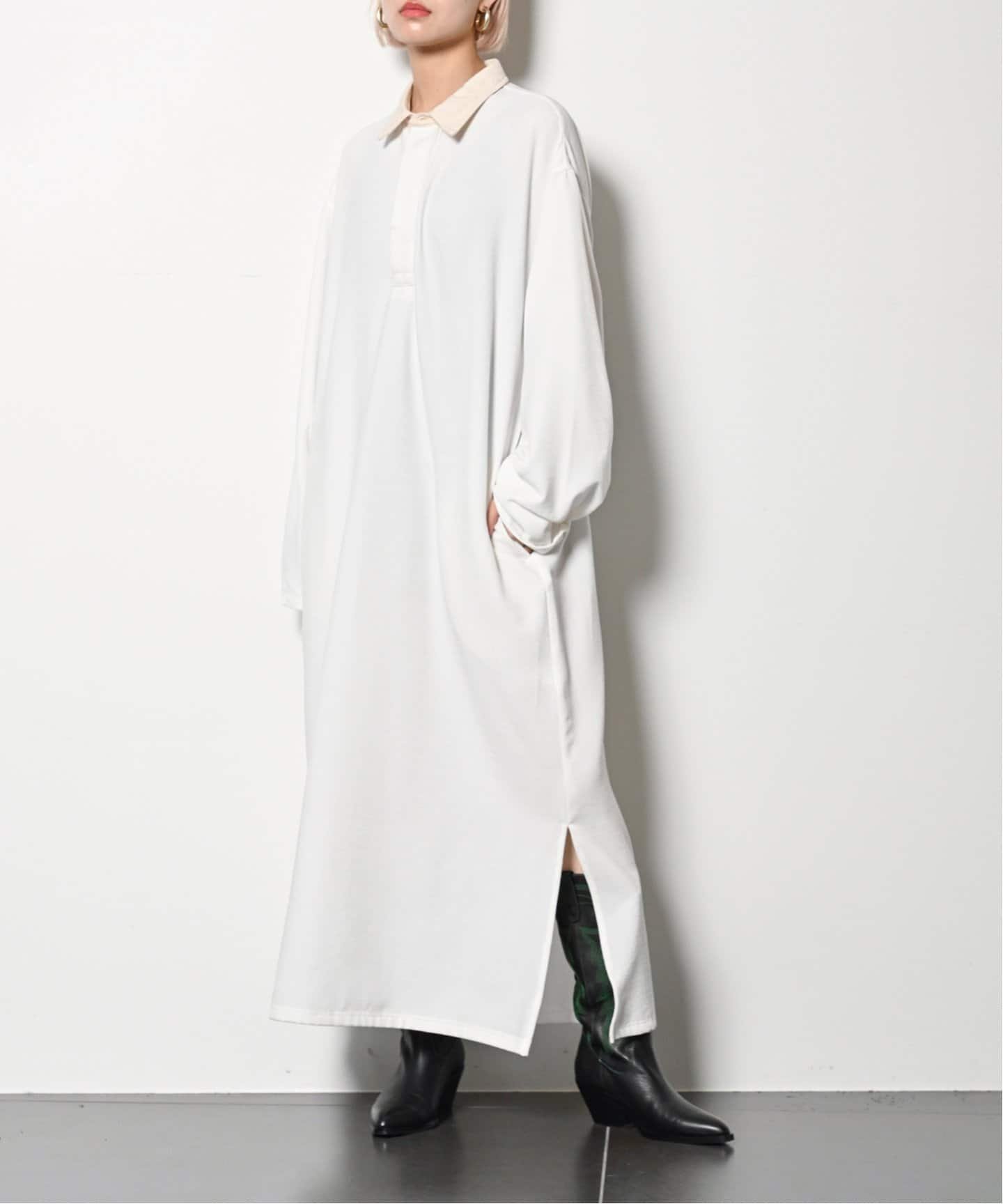 【シティーショップ/CITYSHOP】のポロシャツ LONG DRESS ワンピース インテリア・キッズ・メンズ・レディースファッション・服の通販 founy(ファニー) 　ファッション　Fashion　レディースファッション　WOMEN　ワンピース　Dress　ドレス　Party Dresses　2024年　2024　2024-2025秋冬・A/W　Aw/Autumn/Winter/Fw/Fall/2024-2025　ブランケット　Blanket　ポロシャツ　Polo Shirt　リラックス　Relax　ホワイト|ID: prp329100004213449 ipo3291000000029839477