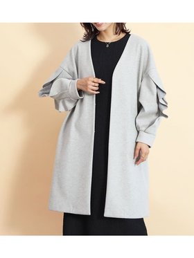 【ヴァン/Vin】のVネックフリルスリーブコート 人気、トレンドファッション・服の通販 founy(ファニー) ファッション Fashion レディースファッション WOMEN アウター Coat Outerwear コート Coats インナー Inner ジャージ Jersey ハイネック High Neck フリル Frills マフラー Scarf 防寒 Cold Protection |ID:prp329100004215347